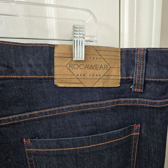 Rocawear Jeans Mens Classic Fit 48x34 Dark‎ Wash Embroidered Street wear Hiphop - Picture 5 of 5